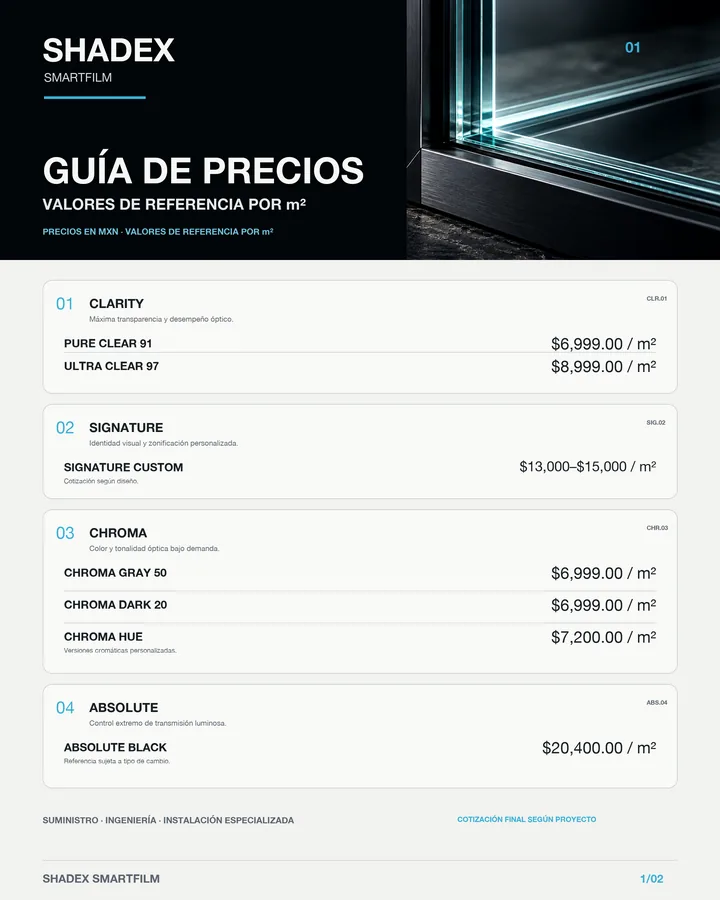 Guía de Precios SmartFilm
